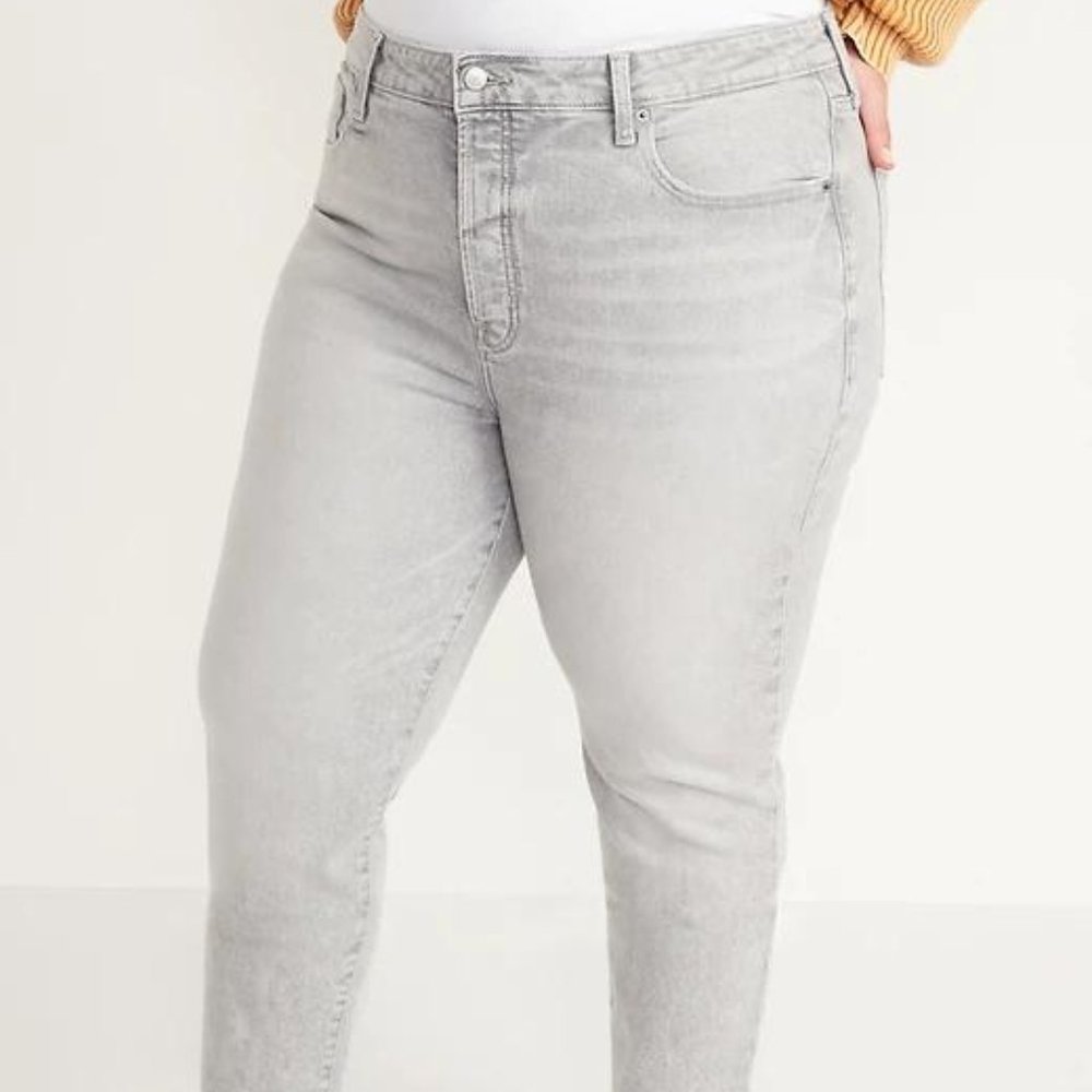 Old Navy High-Waisted O.G. Straight Button-Fly Gray Cut-Off Jeans for Women NWT